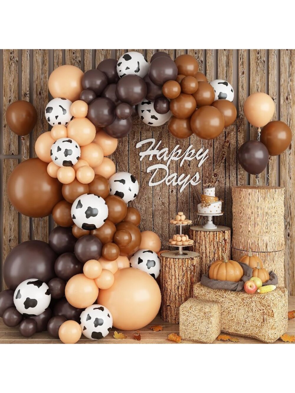 New 128 Pcs Cow Print Balloon Arch Kit, Brown Nude Tan Apricot Cow Balloon day